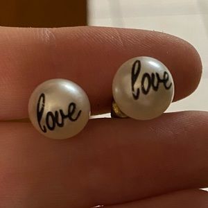 pearl “love” earrings